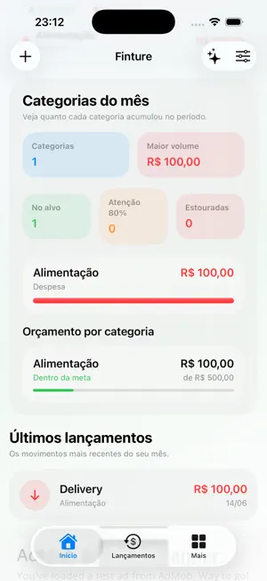 Metas por categoria no Finture